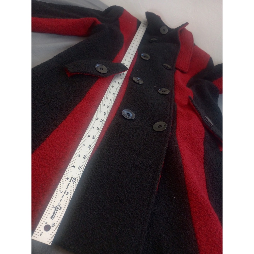 Mark Reed Red Black Statement Wool Trench Dress Jacket Size 12P Lined Old Money - Picture 9 of 13